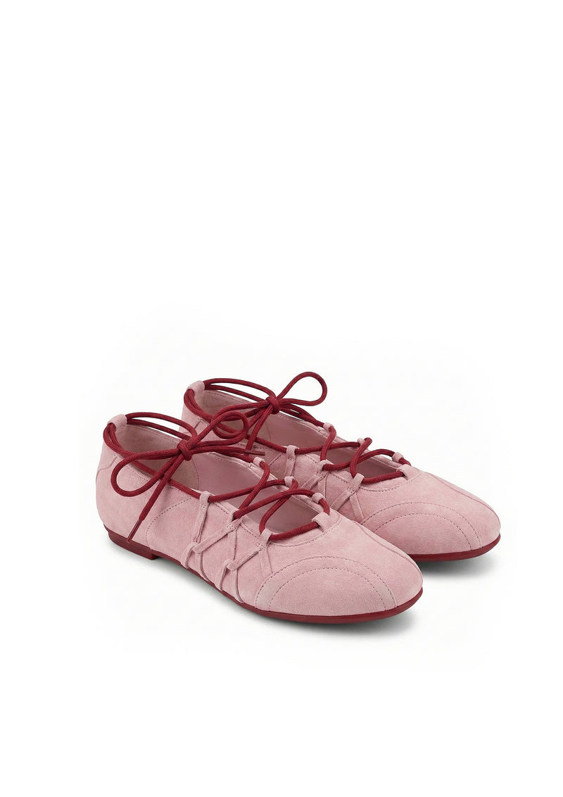 Iria Lace-Up Ballet Flats - Dusty Rose