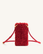 Aylin Faux Fur And Suede Phone Bag - Magenta