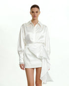 Cascading Bow Mini Skirt - White