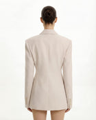 Structured Double-Breasted Tailored Blazer - Beige