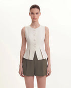 Woven Cotton Tailored Shorts - Green Khaki