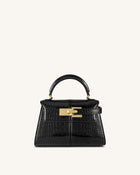 Elise Top Handle Bag - Black Croc