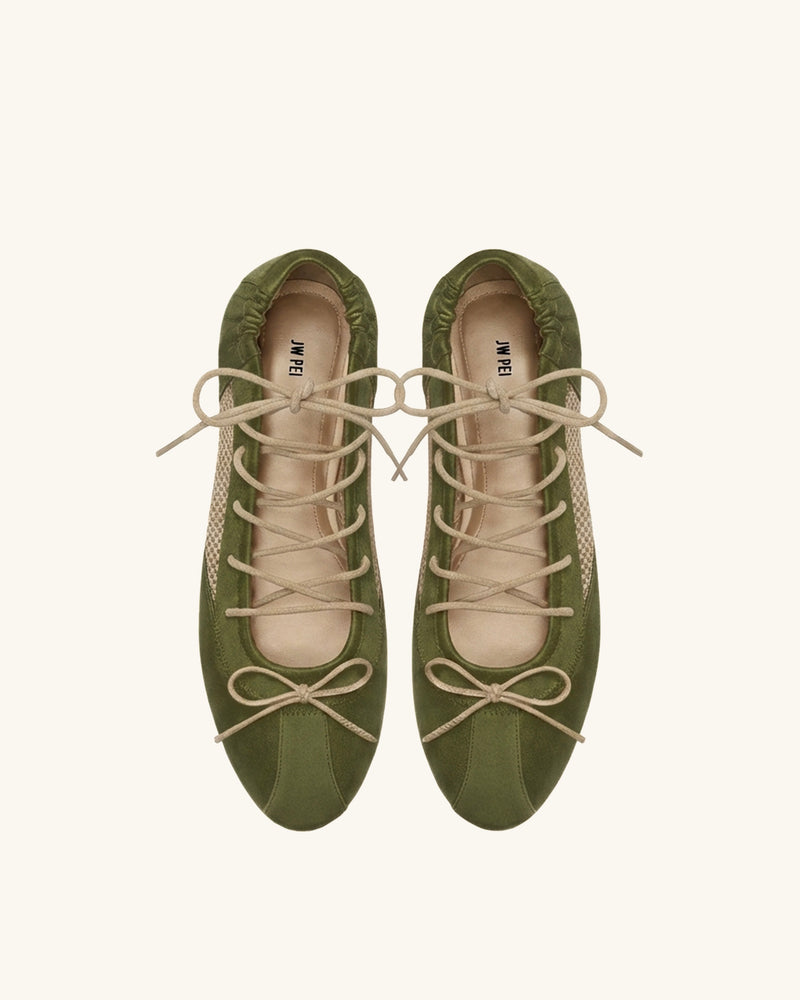 Mila Sporty Ballet Sneakers - Olive Green