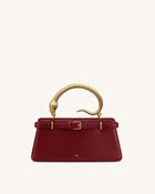 Elena Snake Handle Top Handle Bag - Wine Red