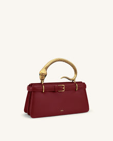 Elena Snake Handle Top Handle Bag - Wine Red