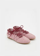 Iria Lace-Up Ballet Flats - Dusty Rose