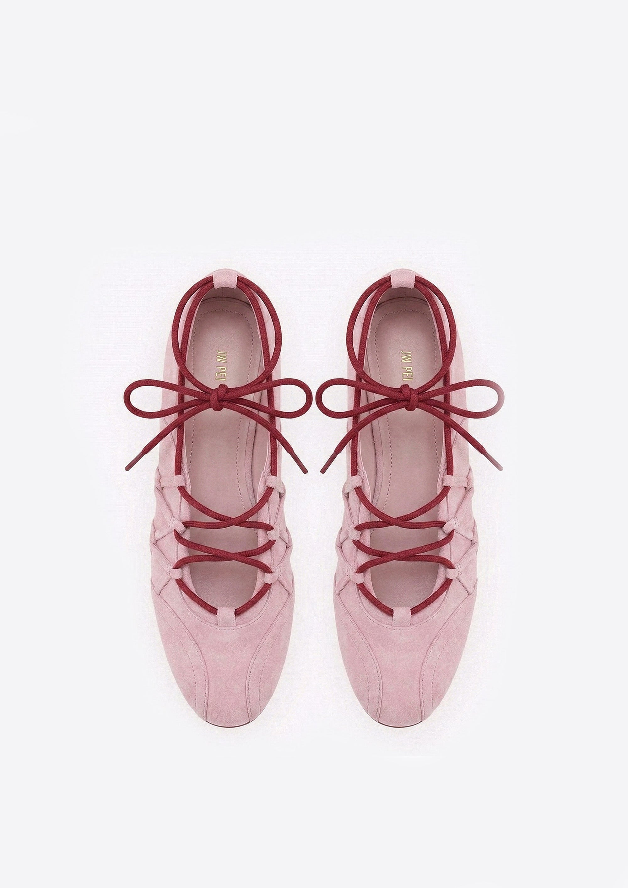 Iria Lace-Up Ballet Flats - Dusty Rose