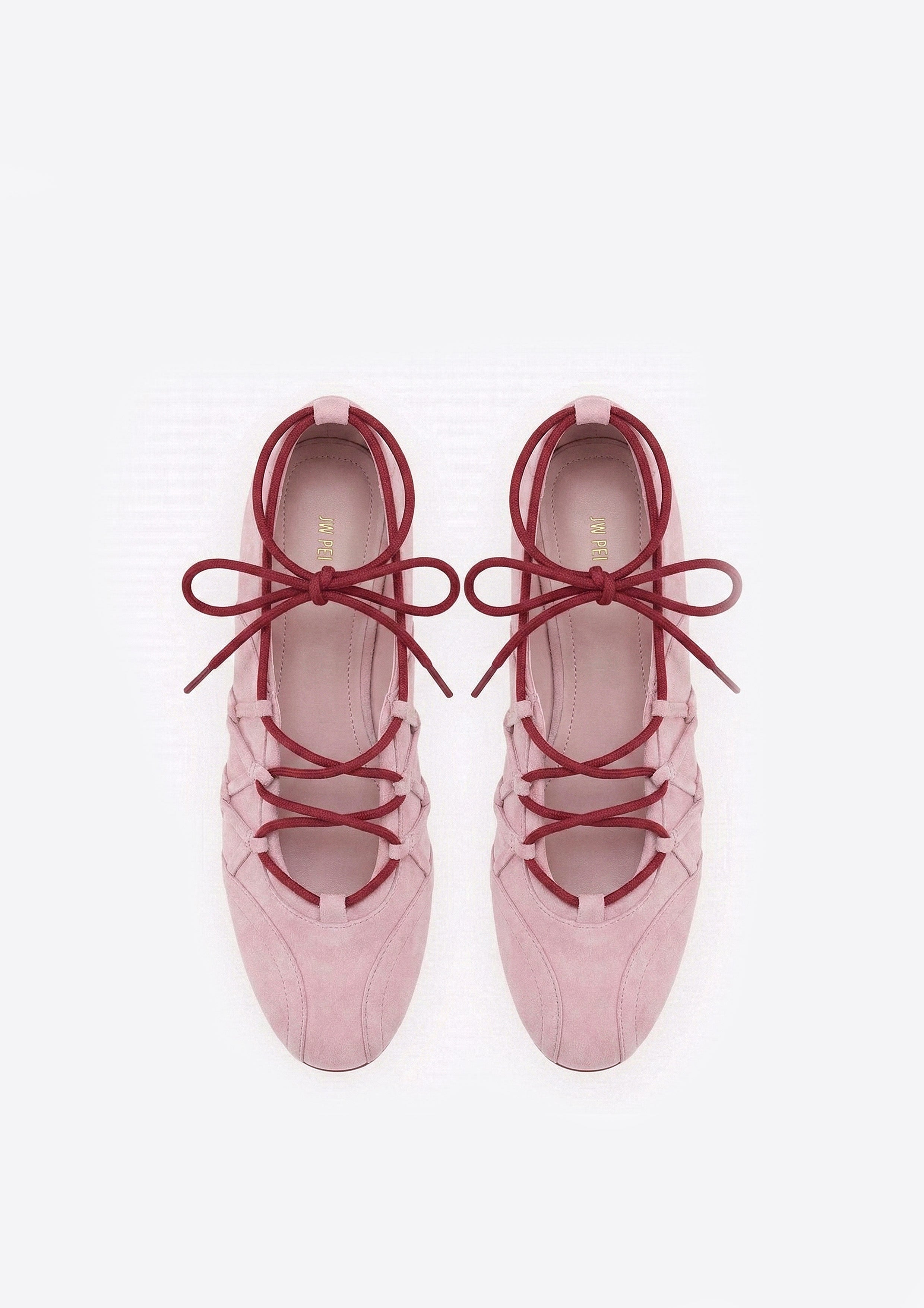 Iria Lace-Up Ballet Flats - Dusty Rose