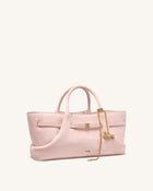 Maeve Dachshund Metal Charm Faux Suede Tote Bag - Pink