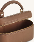 Cleo Box Shape Top Handle Bag - Brown