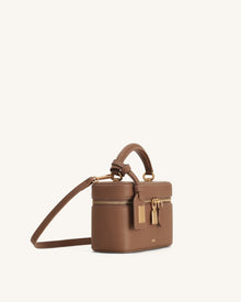 Cleo Box Shape Top Handle Bag - Brown