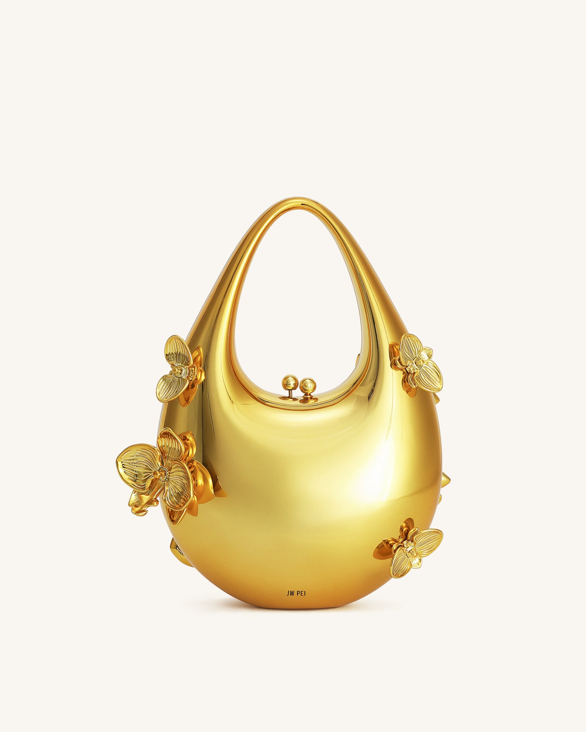 Lydia Floral Embellished Handbag - Gold