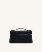 Thea Artificial Crystal Top Handle Bag - Black