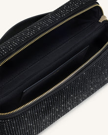 Thea Artificial Crystal Top Handle Bag - Black