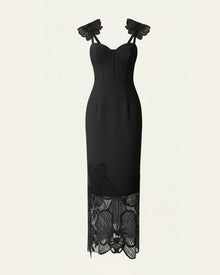 Orchid Embroidered Corset Dress - Black