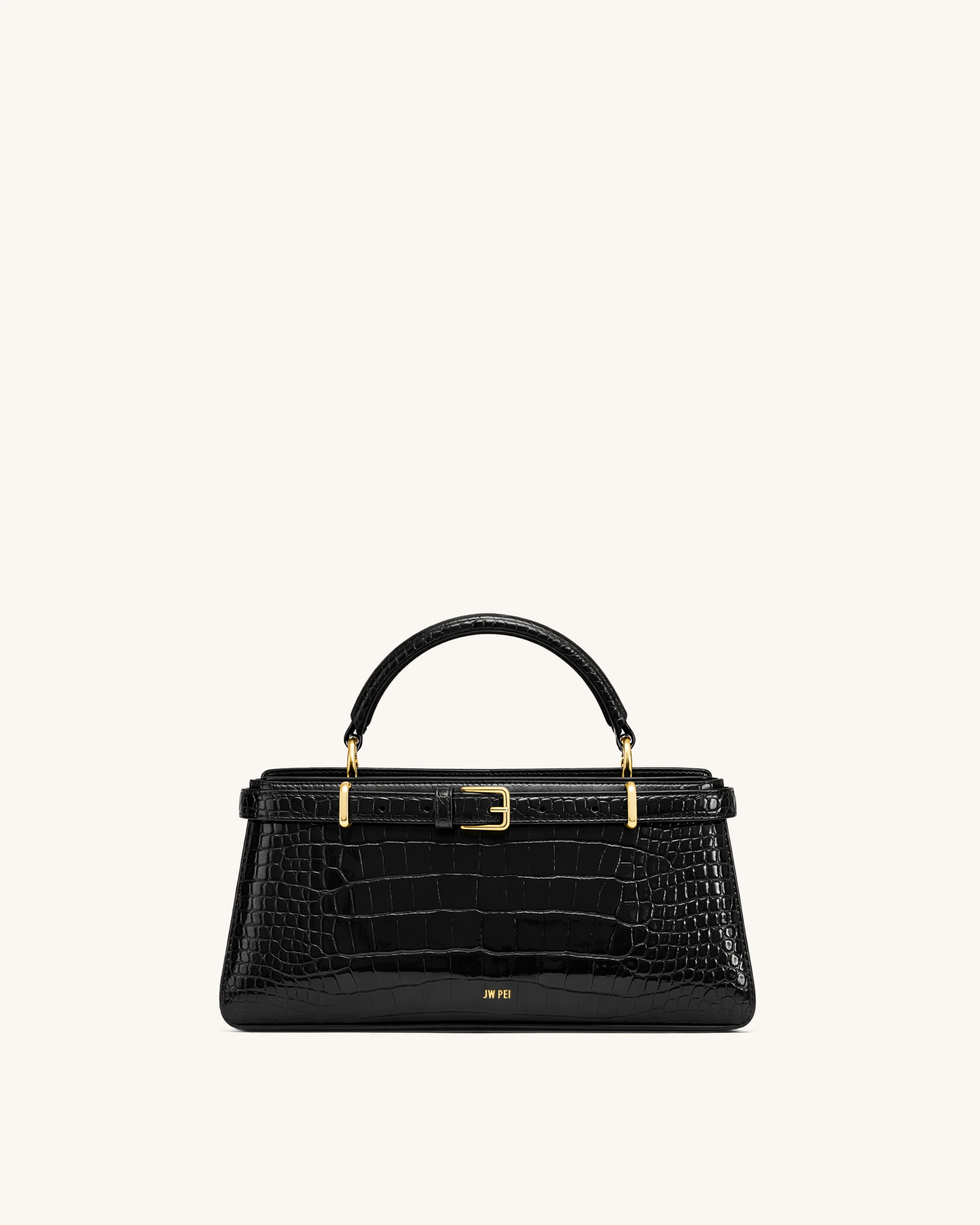 Elena Classic Top Handle Bag - Black Croc