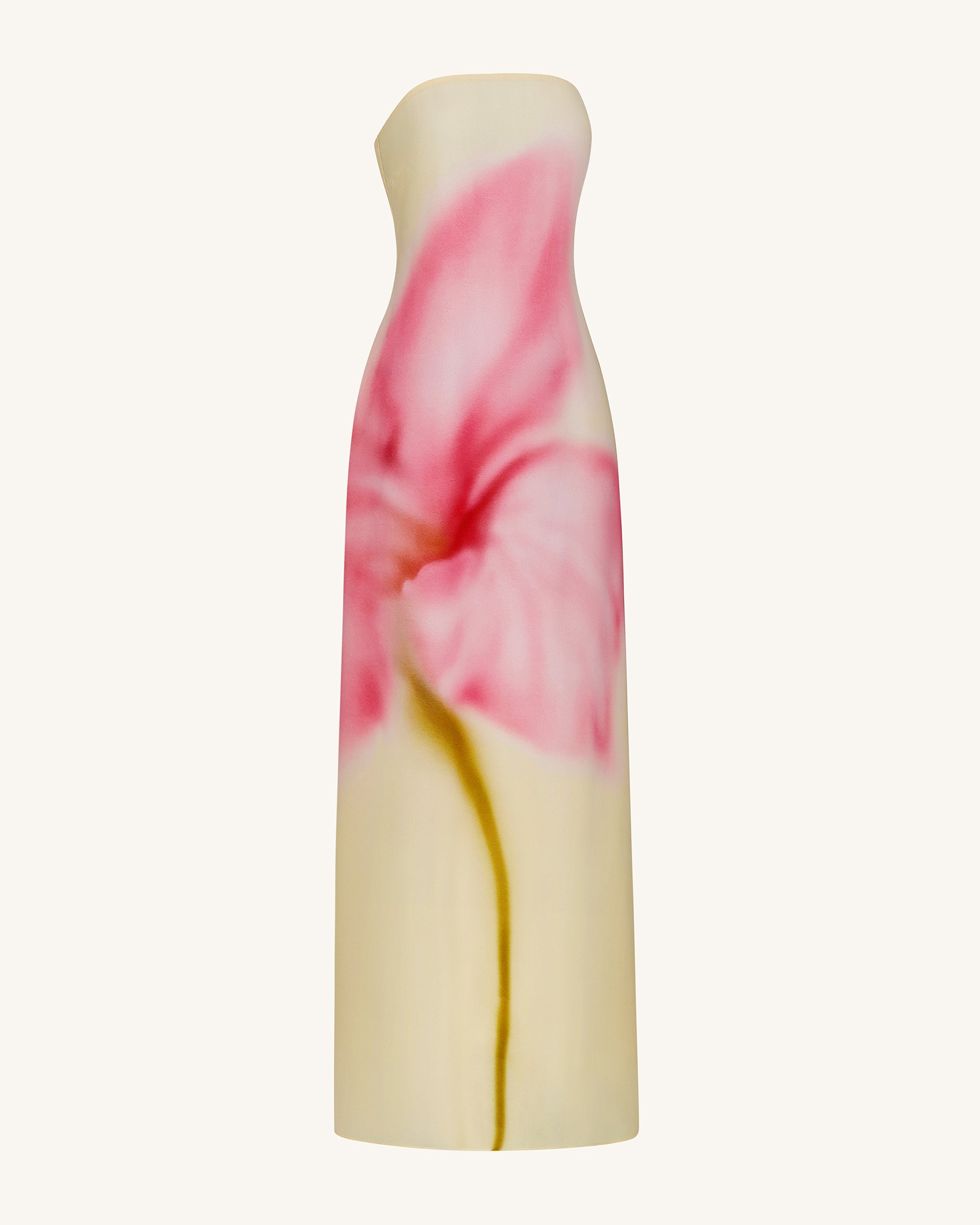 Watercolor Floral Print Strapless Maxi Dress - Yellow