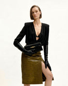 Lena Metal Rope Knot Top Handle Bag - Black