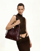 Elara Drawstring Hobo Bag - Deep Burgundy