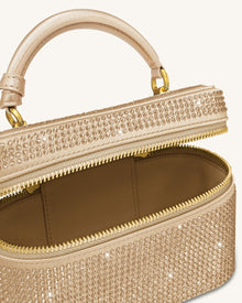 Cleo Artificial Crystal Box Shape Top Handle Bag - Champagne