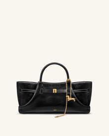 Maeve Dachshund Metal Charm Tote Bag - Black