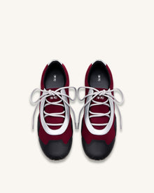 Caitlin Faux Suede Lace-up Ballerina Sneakers - Burgundy & Light Grey