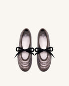 Erika Topstitching Lace-up Ballet Flats - Dark Brown