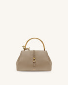 Bruna Dachshund Metal Handle Top Handle Bag - Light Brown
