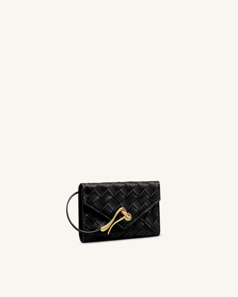Celeste Woven Textured Envelope Wallet - Black