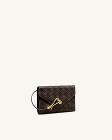 Celeste Woven Textured Envelope Wallet - Chocolate