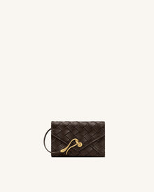 Celeste Woven Textured Envelope Wallet - Chocolate