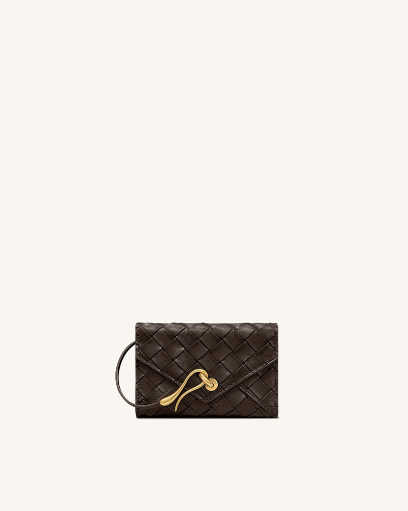 Celeste Woven Textured Envelope Wallet - Chocolate