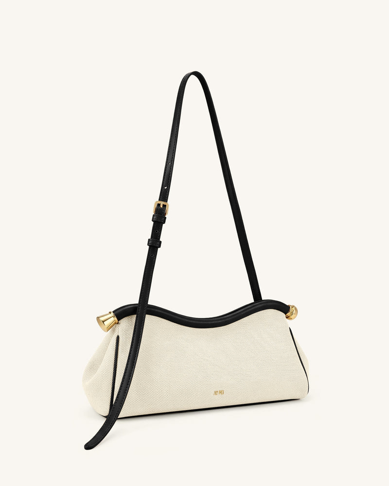 Naomi Curved Shoulder Bag - Black Canvas