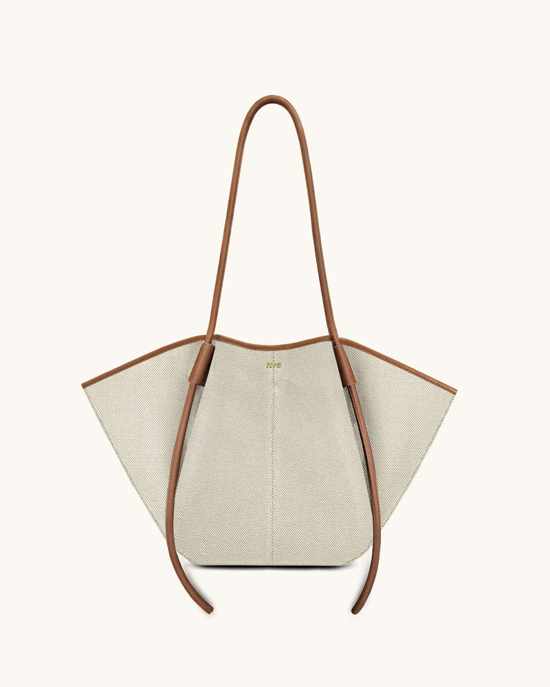 Nala Wide Tote Bag - Brown Canvas