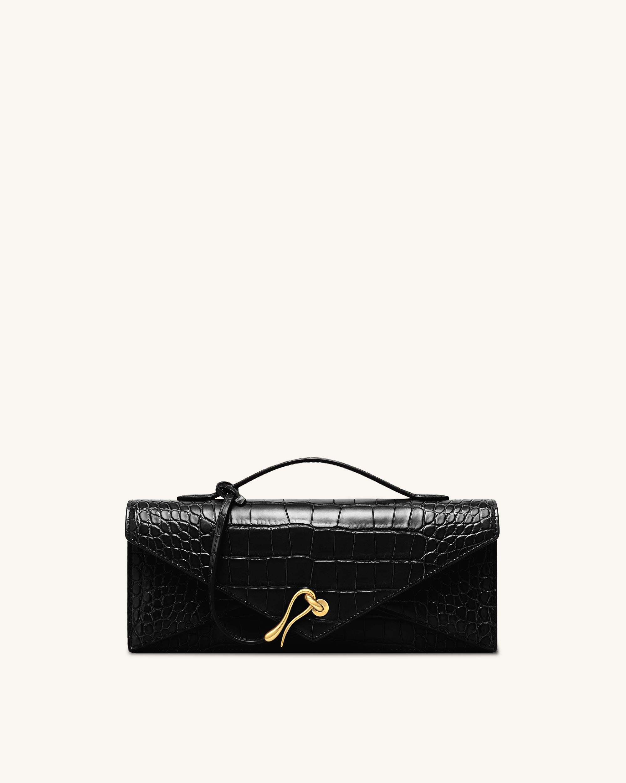 Celeste Envelope Top Handle Bag - Black Croc