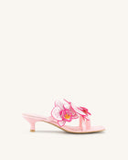 Serena Orchid Embroidered Toe Ring Heeled Sandals - Baby Pink