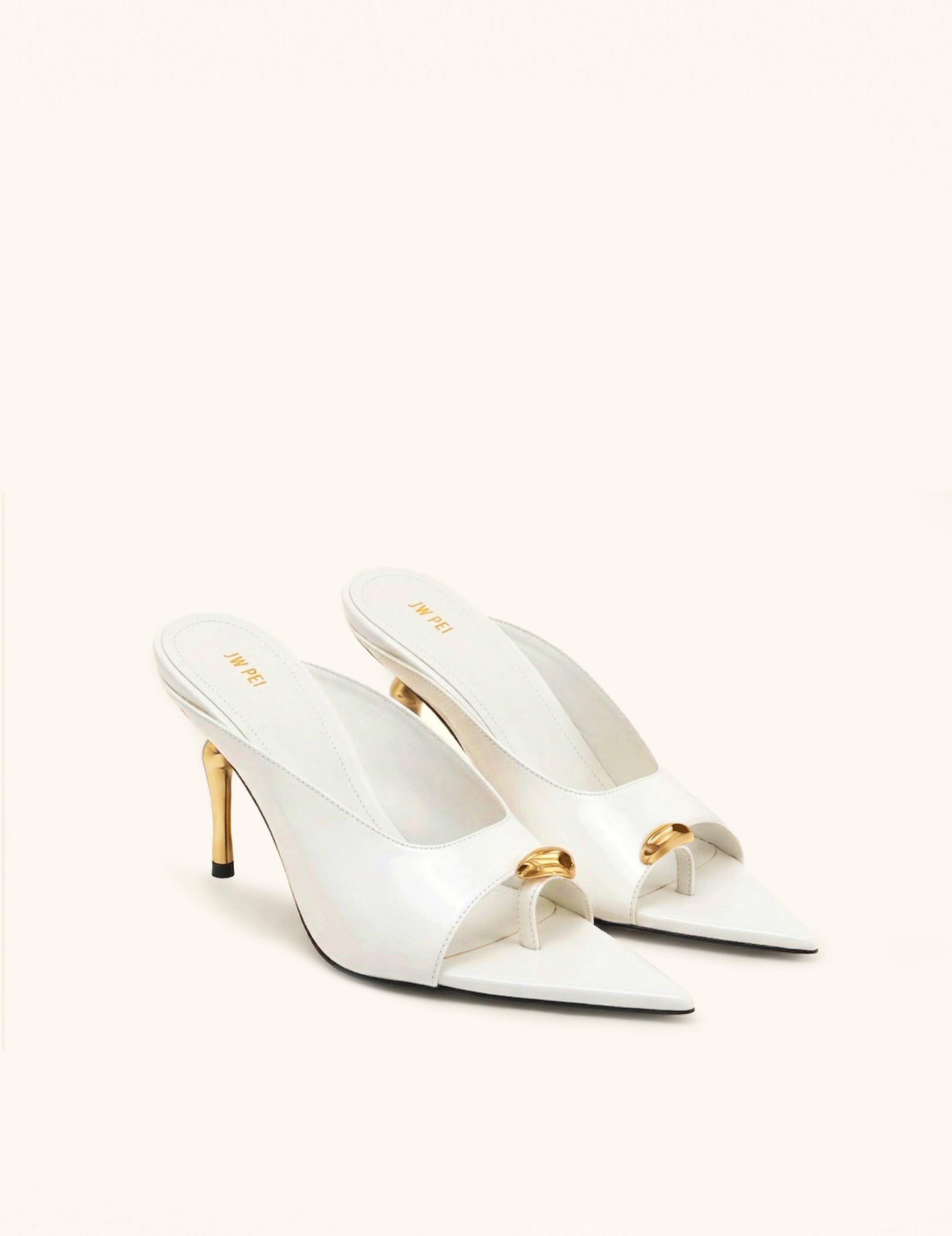 Noemi Pointed-Toe Mule Heels - White