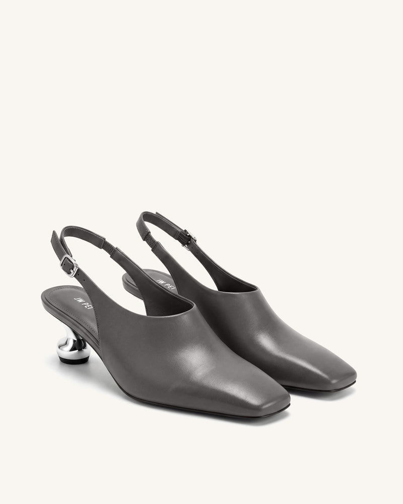 Hannah Sculptural Heel Slingback Pumps - Gray