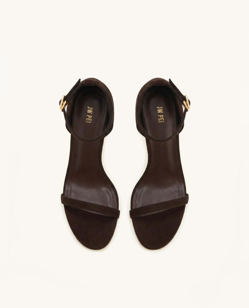 Alivia Ankle Strap Suede Sandals - Dark Brown