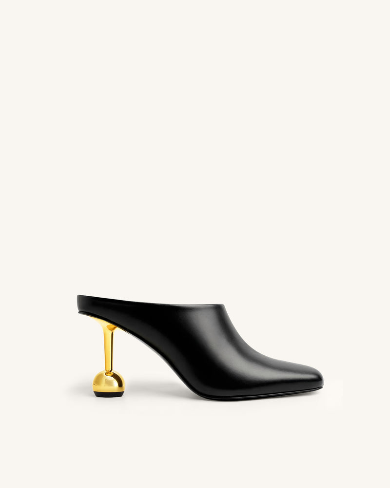 Sofia Square Toe Mule Heels - Black