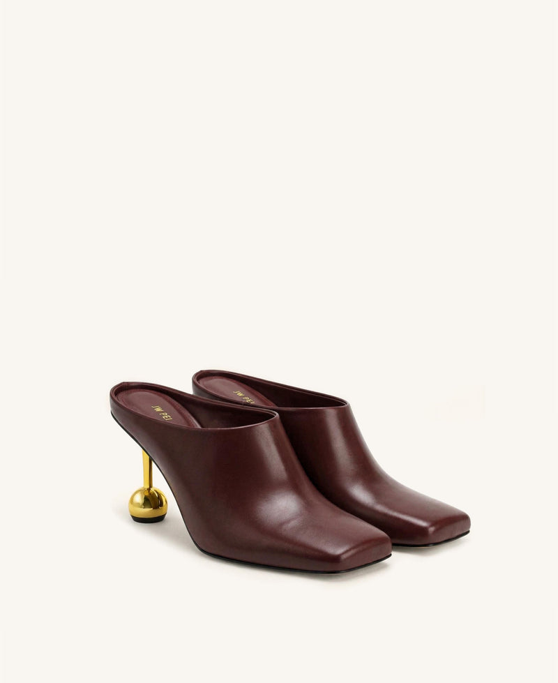 Sofia Square Toe Mule Heels - Burgundy