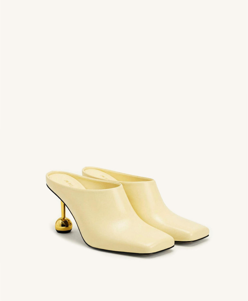 Sofia Square Toe Mule Heels - Yellow