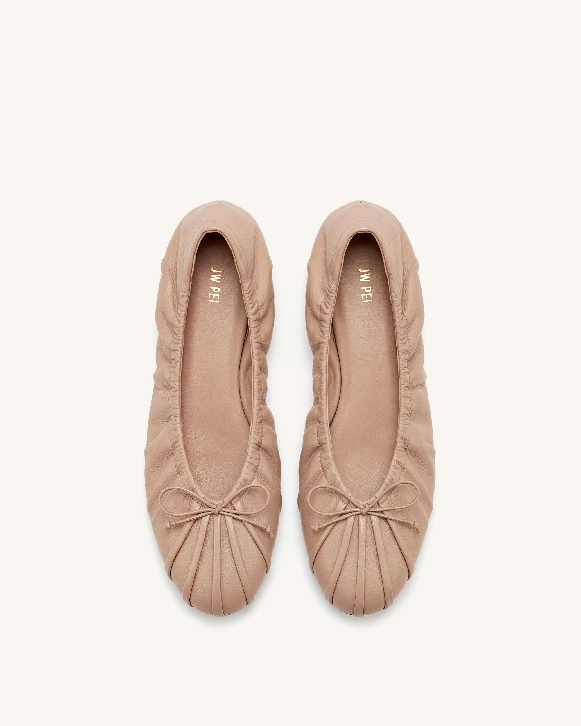 Solenne Ruched Drawstring Ballet Flats - Khaki