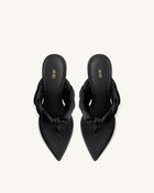 Ellie Braided Orb Heel Thong Mule Heels - Black