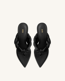 Ellie Braided Orb Heel Thong Mule Heels - Black