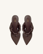 Ellie Braided Orb Heel Thong Mule Heels - Chocolate Brown