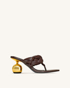 Ellie Braided Orb Heel Thong Mule Heels - Chocolate Brown