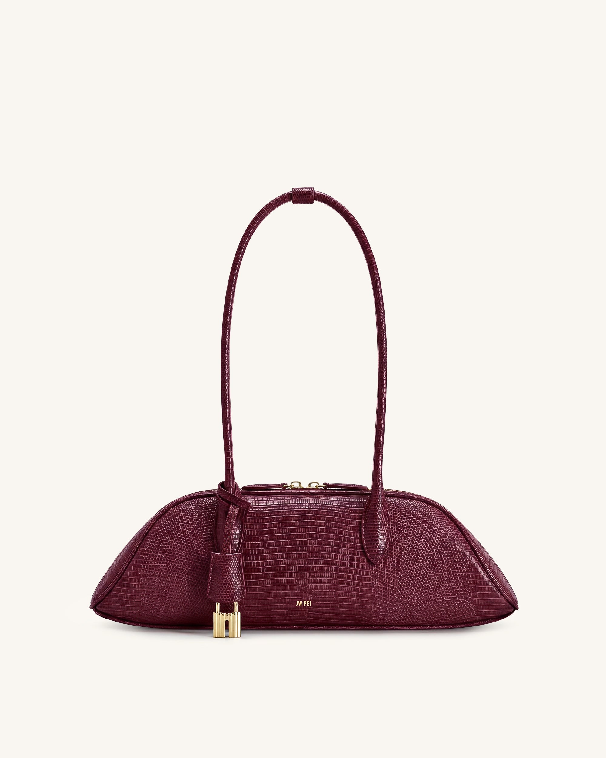 Zora Shoulder Bag - Burgundy Lizard Texture