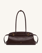 Arden Belt Detail East-West Shoulder Bag - Dark Brown