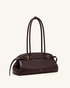 Arden Belt Detail East-West Shoulder Bag - Dark Brown